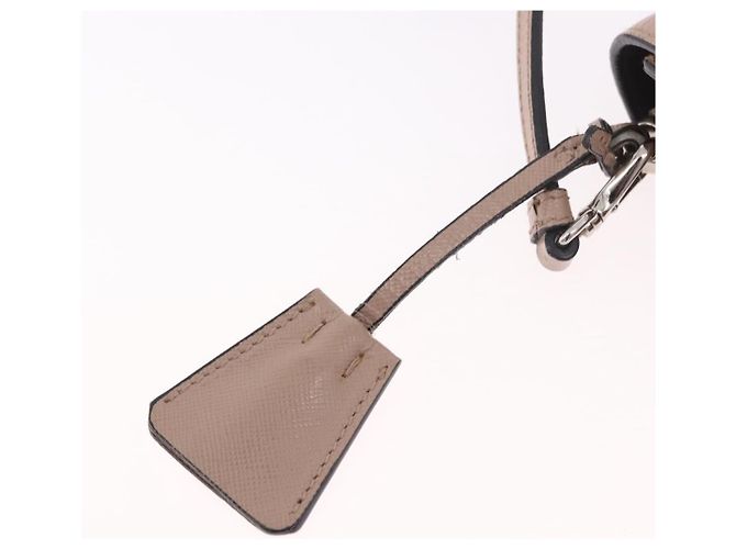PRADA Shoulder Bag Saffiano leather Beige Silver - vista 18