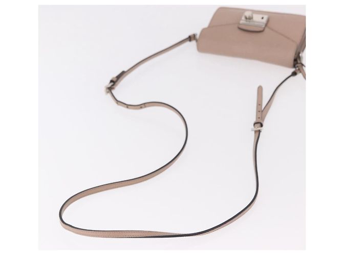 PRADA Shoulder Bag Saffiano leather Beige Silver - vista 7