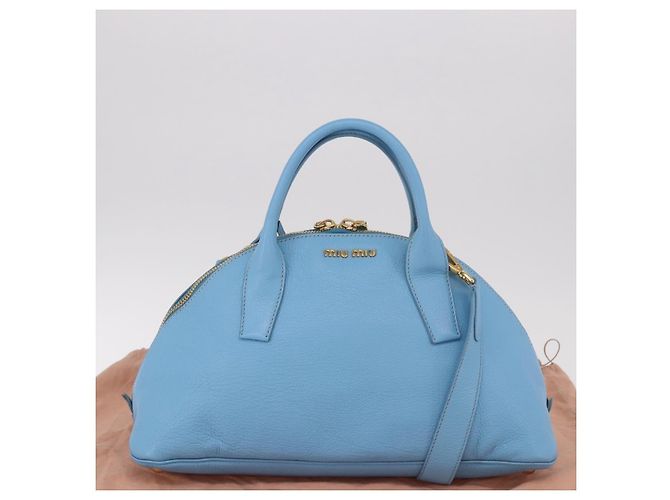 Miu Miu Hand Bag Leather 2way Light Blue Gold - vista 12