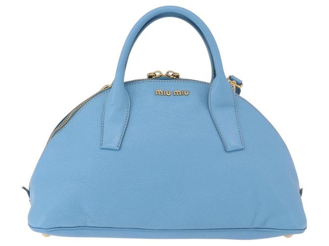 Miu Miu Hand Bag Leather 2way Light Blue Gold - vista 13