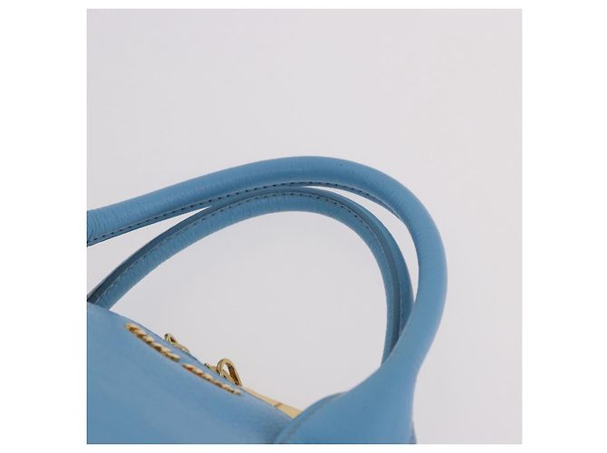 Miu Miu Hand Bag Leather 2way Light Blue Gold - vista 14