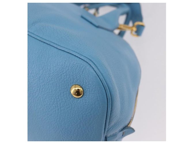 Miu Miu Hand Bag Leather 2way Light Blue Gold - vista 18