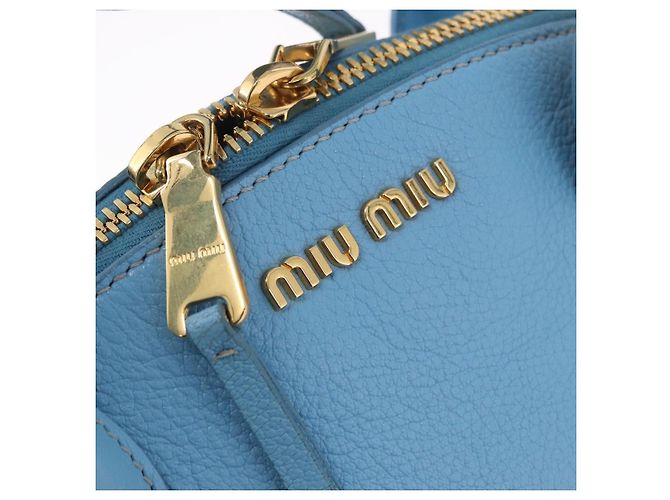 Miu Miu Hand Bag Leather 2way Light Blue Gold - vista 19