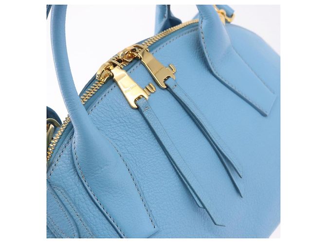 Miu Miu Hand Bag Leather 2way Light Blue Gold - vista 20