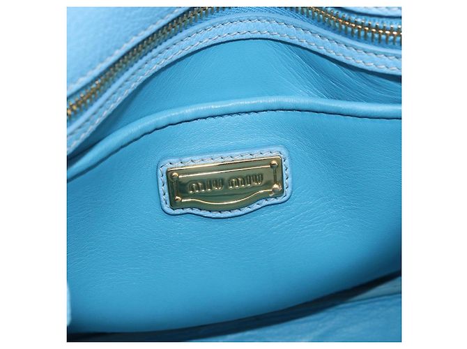 Miu Miu Hand Bag Leather 2way Light Blue Gold - vista 21