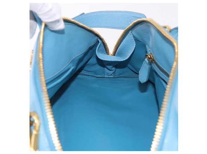 Miu Miu Hand Bag Leather 2way Light Blue Gold - vista 23