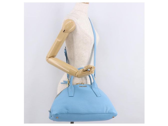 Miu Miu Hand Bag Leather 2way Light Blue Gold - vista 26