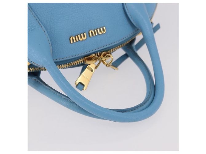 Miu Miu Hand Bag Leather 2way Light Blue Gold - vista 7