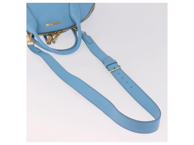 Miu Miu Hand Bag Leather 2way Light Blue Gold - vista 8