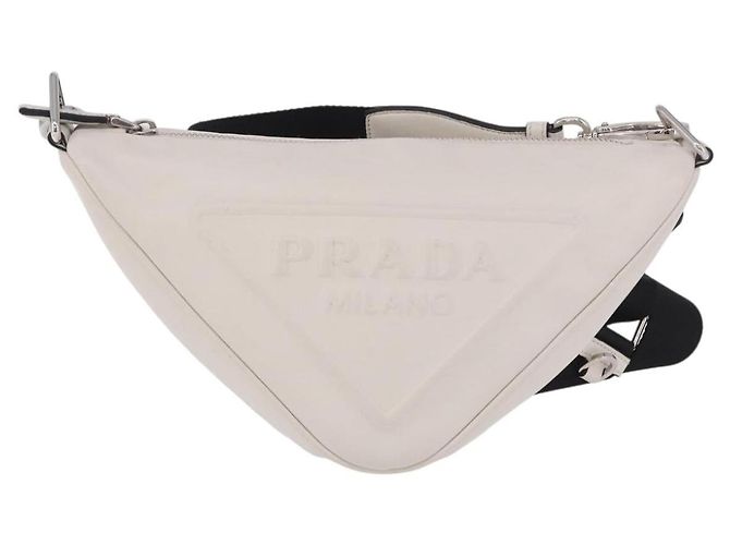 PRADA Schultertasche Leder Weiß Silber - Ansicht 13