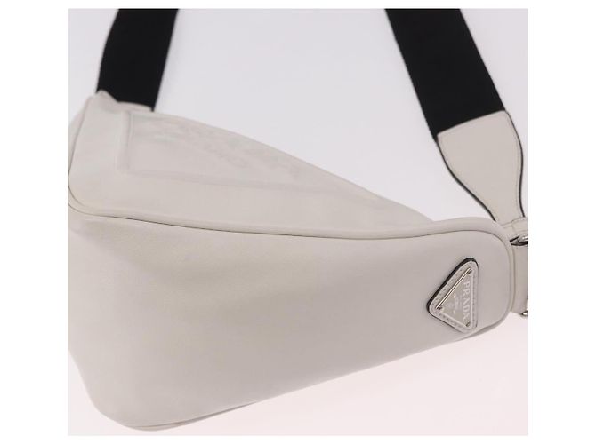 PRADA Schultertasche Leder Weiß Silber - Ansicht 15