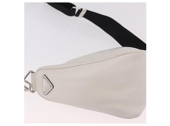 PRADA Schultertasche Leder Weiß Silber - Ansicht 16