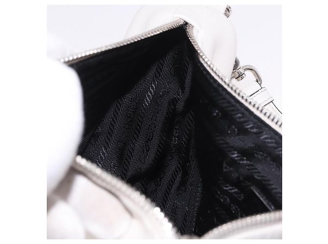PRADA Schultertasche Leder Weiß Silber - Ansicht 21