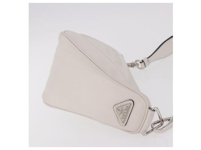 PRADA Schultertasche Leder Weiß Silber - Ansicht 3