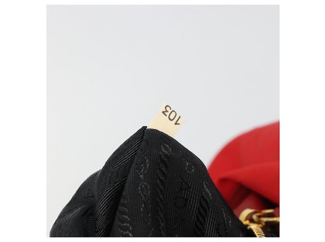 PRADA Ribbon Hand Bag Nylon Red Gold - vista 12