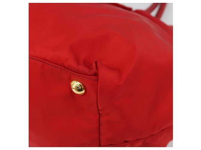 PRADA Ribbon Hand Bag Nylon Red Gold - vista 15