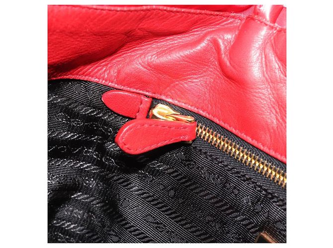 PRADA Ribbon Hand Bag Nylon Red Gold - vista 21