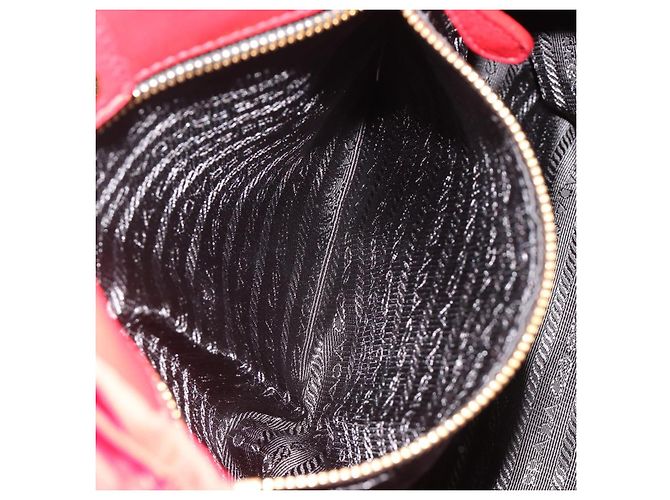 PRADA Ribbon Hand Bag Nylon Red Gold - vista 23