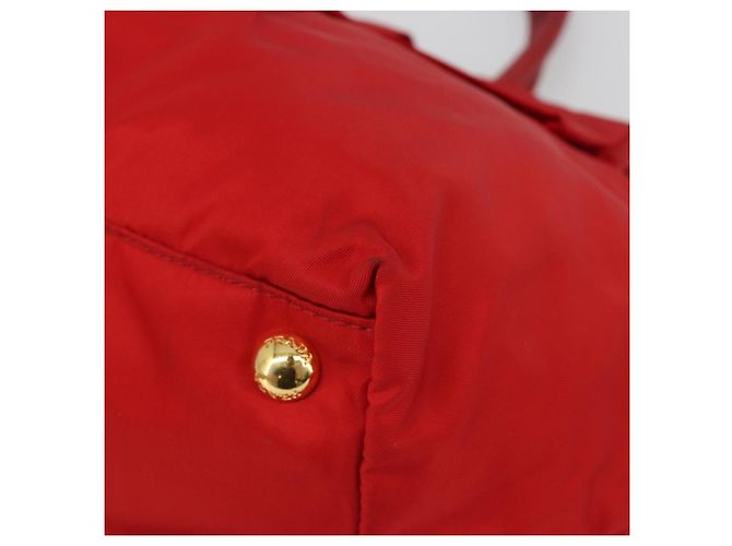 PRADA Ribbon Hand Bag Nylon Red Gold - vista 9