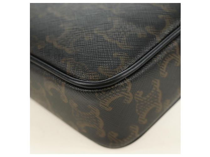 Céline CELINE Triomphe Medium Messenger Bag Shoulder Bag PVC Black Gold - vista 16
