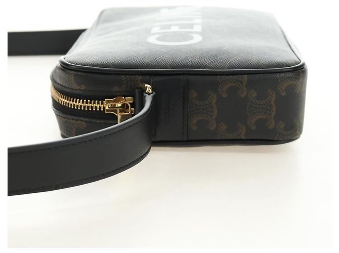 Céline CELINE Triomphe Medium Messenger Bag Shoulder Bag PVC Black Gold - vista 3