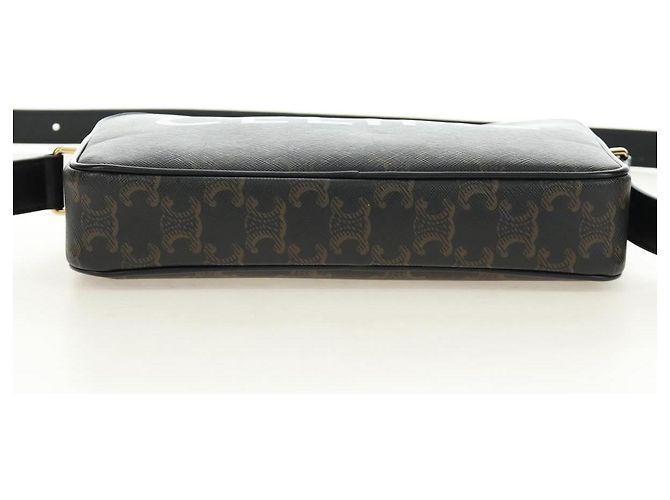 Céline CELINE Triomphe Medium Messenger Bag Shoulder Bag PVC Black Gold - vista 5