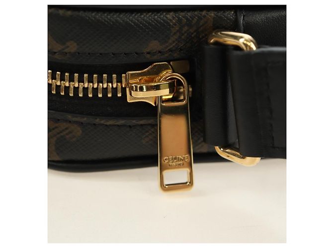 Céline CELINE Triomphe Medium Messenger Bag Shoulder Bag PVC Black Gold - vista 9