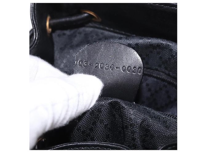 GUCCI Bamboo Backpack Leather Black Gold 003 2034 0030 - vista 12