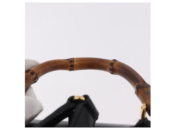 GUCCI Bamboo Backpack Leather Black Gold 003 2034 0030 - vista 14