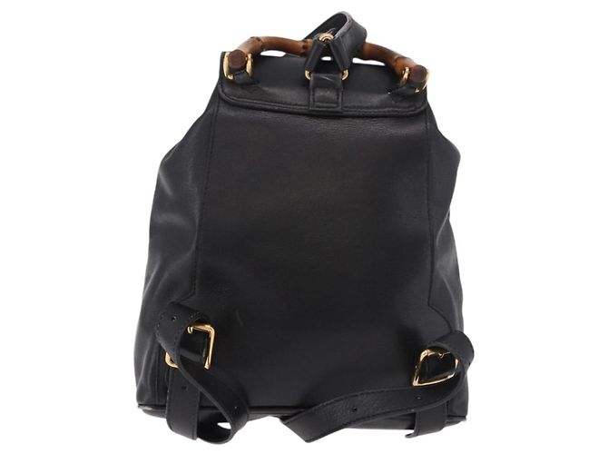 GUCCI Bamboo Backpack Leather Black Gold 003 2034 0030 - vista 2