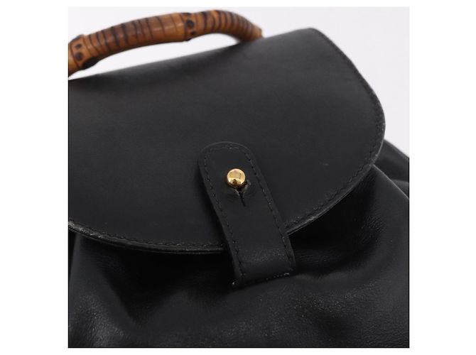 GUCCI Bamboo Backpack Leather Black Gold 003 2034 0030 - vista 21