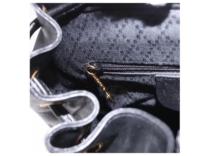 GUCCI Bamboo Backpack Leather Black Gold 003 2034 0030 - vista 26