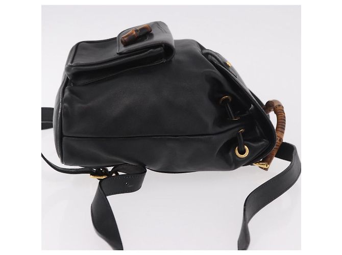 GUCCI Bamboo Backpack Leather Black Gold 003 2034 0030 - vista 3