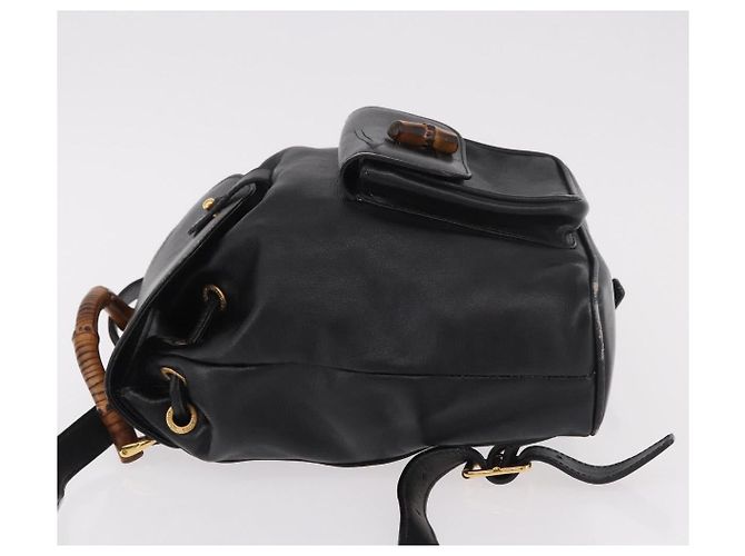 GUCCI Bamboo Backpack Leather Black Gold 003 2034 0030 - vista 4