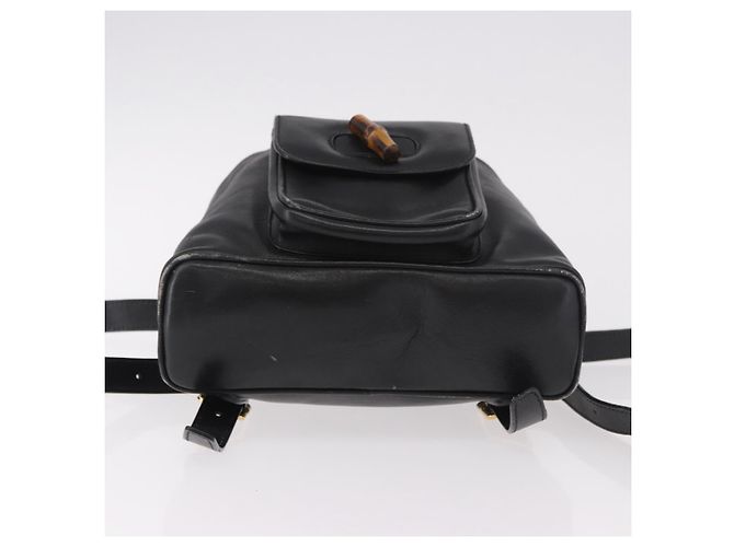 GUCCI Bamboo Backpack Leather Black Gold 003 2034 0030 - vista 5