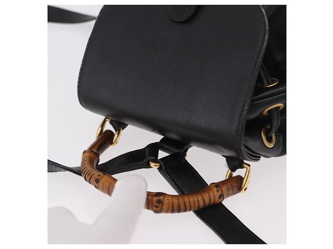 GUCCI Bamboo Backpack Leather Black Gold 003 2034 0030 - vista 6