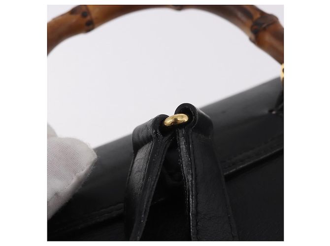 GUCCI Bamboo Backpack Leather Black Gold 003 2034 0030 - vista 8