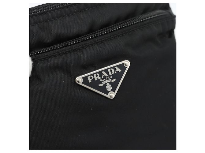 Borsa a tracolla PRADA in nylon nero e argento, autentica BA13615A - vista 14