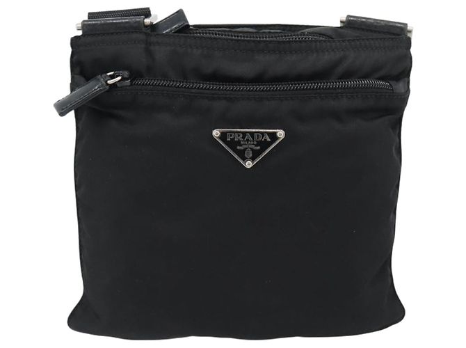 Borsa a tracolla PRADA in nylon nero e argento, autentica BA13615A - vista 2