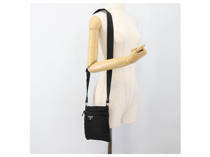 Borsa a tracolla PRADA in nylon nero e argento, autentica BA13615A - vista 23