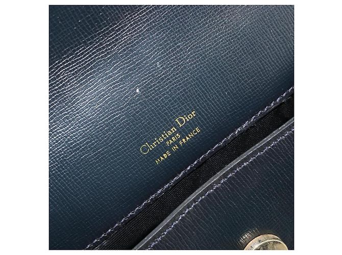 Christian Dior Hand Bag Leather Navy Gold - vista 10