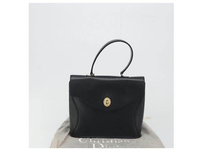Christian Dior Hand Bag Leather Navy Gold - vista 12