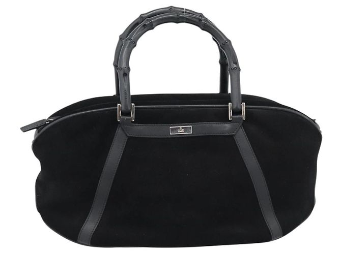GUCCI Bamboo Hand Bag Suede Black Silver 002 1084 200047 - vista 13