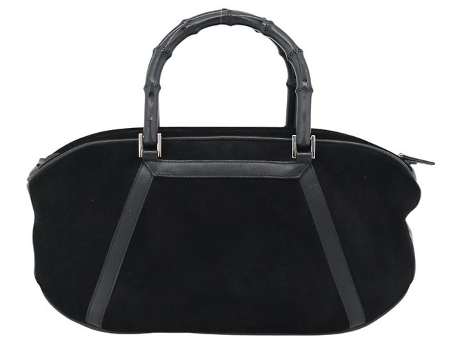 GUCCI Bamboo Hand Bag Suede Black Silver 002 1084 200047 - vista 2