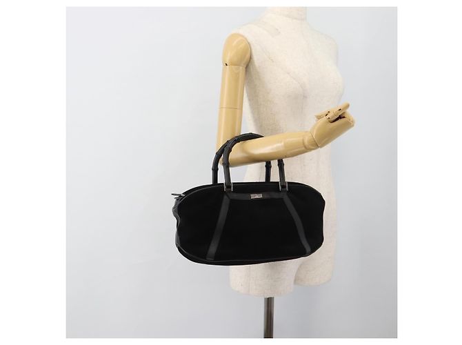 GUCCI Bamboo Hand Bag Suede Black Silver 002 1084 200047 - vista 22