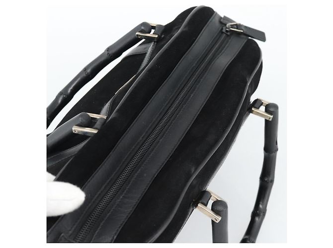 GUCCI Bamboo Hand Bag Suede Black Silver 002 1084 200047 - vista 6