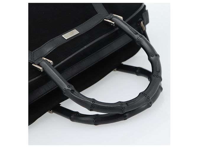 GUCCI Bamboo Hand Bag Suede Black Silver 002 1084 200047 - vista 7