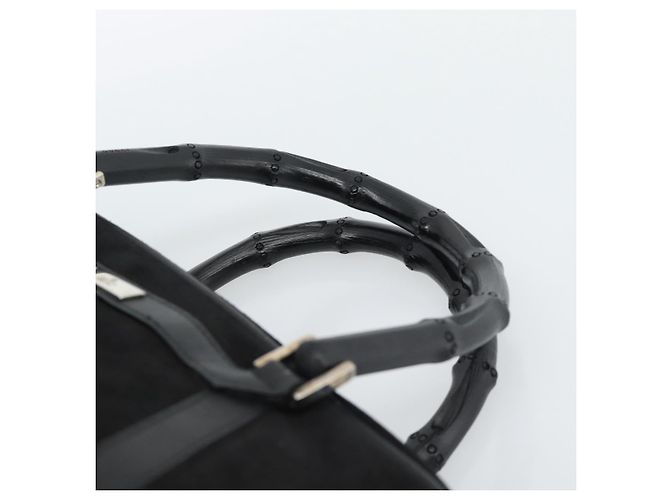 GUCCI Bamboo Hand Bag Suede Black Silver 002 1084 200047 - vista 8