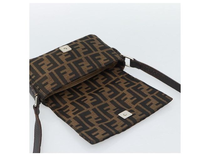 FENDI Zucca Canvas Shoulder Bag Black Brown Silver - vista 10