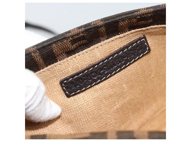 FENDI Zucca Canvas Shoulder Bag Black Brown Silver - vista 12